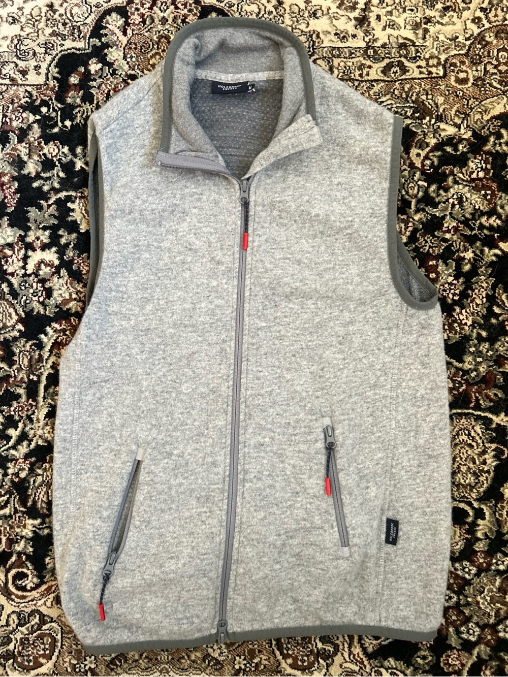 Holebrook Sweden Vest Men’s Medium Heather Grey Wool Blend Full Zip Knit Wear